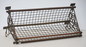 Vintage Original Brass Railway Luggage Rack - Ornate scrolly Supporting Arms to
