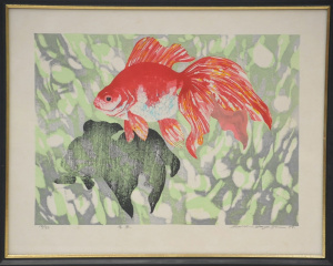 Waichi Hayashi (1951 - ) Framed c1978 Modernist Japanese woodblock Print - Goldf