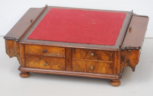 Lot 2 - Victorian oak & walnut gaming compendium with 4 double sided drawers