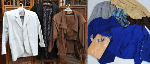 Lot 13 - Mixed Group lot vintage clothing incl Ladies Leather clothing inc 2 pie