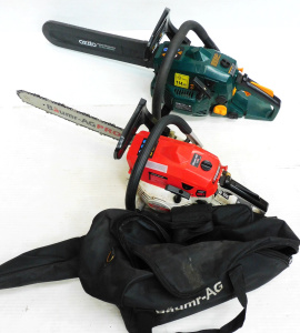Lot 20 - 2 x 16 inch Petrol chainsaws Baumer-AG SX38 in soft case, & Ozito P