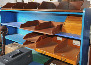 Lot 21 - Lot of Vintage Wooden Stationary & Office Trays incl Various Sizes,