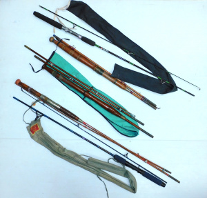Lot 27 - 5 x Vintage finish rods, incl split cane