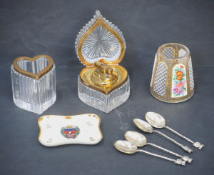 Lot 32 - Mixed Group lot incl 4 Lincoln Imp Sterling Teaspoons, French Cystal &a