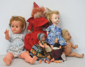 Lot 39 - Lot of 8 vintage dolls incl Red Riding hood AF various states of disrep