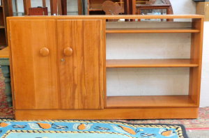 Lot 70 - Retro 1970s Ligh stained Cupboard Shelving Unit - VGC, possibly Myer He