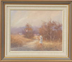 Lot 85 - Ron Van Gennip (1947 - ) Framed Oil Painting - Bye Bye Birdie - Signed