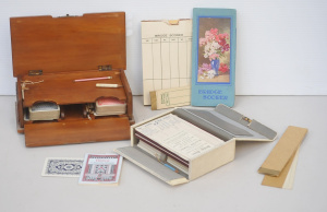 Lot 104 - Lot of vintage Bridge items, incl 2 cases, one travel case & one f