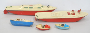 Lot 113 - Lot of 5 vintage toy boats incl 2 x battery powered