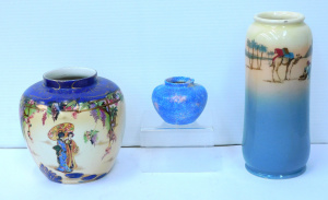 Lot 133 - 3 x Pces Vintage English ceramics incl Chameleon ware Squat blue &