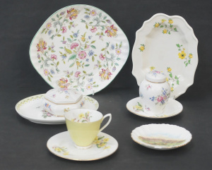 Lot 137 - Group lot of English China incl Minton Hatton Hall Cake Plate, Royal A