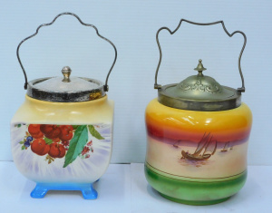 Lot 140 - 2 x Vintage 1930s English Biscuit Barrells incl Shelley - Cream Yellow
