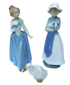 Lot 141 - 3 x Vintage Lladro Nao figures incl Girl Holding Puppy Model 241- 26cm