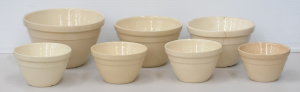 Lot 144 - 7 x Vintage Australian pottery kitchen bowls in various sizes ranging