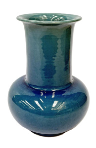 Lot 208 - Vintage teal blue Japanese Awaji Art Pottery Vase - 24cms H