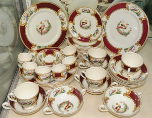 Lot 215 - Lot of Vintage Myott Staffordshire Chelsea Bird Dinner Set w Bowls, Sa