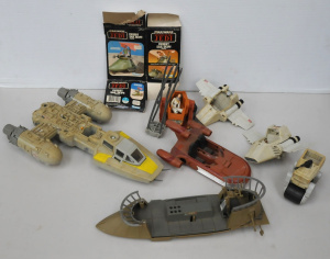 Box Lot of Vintage Star Wars Toy Vehicles, Figures & Packaging incl Y-Wing