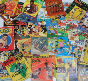 Box lot of Vintage Walt Disney Comics & Boxing Magazines incl The Ring, The
