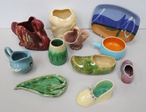 Group lot of Vintage Australian Pottery inc, Casey Ware Swan planter, EG Greenwa