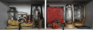 Lot of Vintage Blokey Items incl Oil Lamps, Shell Oil Tin, Assorted Tools etc