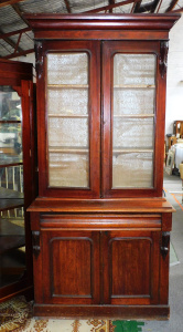 Lot 1 - Victorian Ceder Glazed double fronted bookcase 223cm H