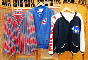 Lot 15 - 3 x Vintage Mens Jackets inc Cleveland Baseball bomber jacket Knitted w