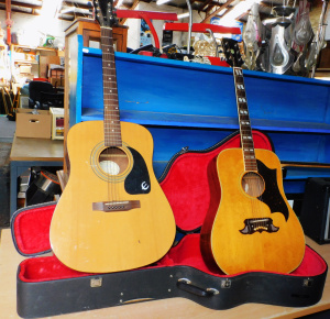 Lot 23 - 2 x vintage Steel String Acoustic Guitars - Epiphone & another in H