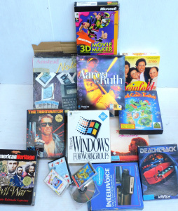 Lot 33 - Box lot vintage C64, PC games & software - Boxed Intellivoice for t