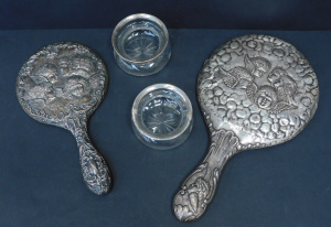 Lot 44 - 4 pces Sterling Silver inc 2 x Cherub & Angel Hand Mirrors inc Ch