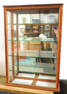 Lot 54 - Vintage hardwood Upright Tabletop Display Cabinet - tall & skinny,
