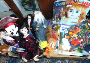 Lot 60 - 2 x Boxes Doll related items inc Vintage Bisque Headed Doll, approx 40c