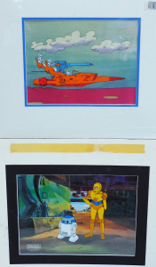 Lot 108 - 2 x vintage Mounted Star Wars Droids Animation Seri-Cells - C3PO &