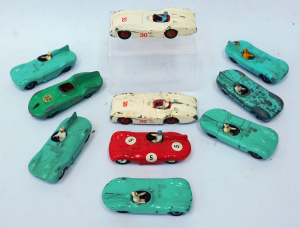Lot 123 - Group lot of vintage Dinky Toys racing cars including several Jaguar T