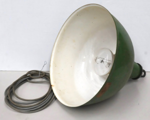 Lot 126 - Vintage Industrial Green Enamel Ceiling Light - Working