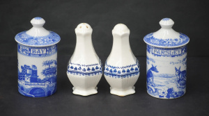 Lot 154 - 4 pces Vintage Blue & White china inc Adams Brentwood blue Salt &a