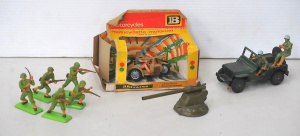 Lot 157 - Group lot of Britains WWII models, inc Afrika Korps Combination motorc
