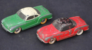Lot 169 - 2 Vintage Dinky Toys VW Karmann Ghia in varied colour schemes