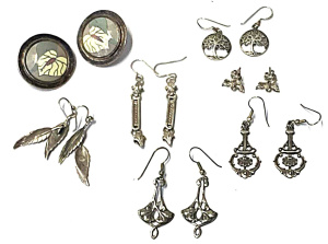 Lot 172 - 7 x pairs Earrings some marked silver