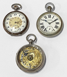 Lot 183 - 3 pces 2 x vintage Silver pocket half hunter watches - 800 silver Jung