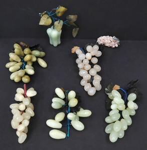 Lot 197 - Group lot vintage carved stone inc Bunches of Grapes & Capsicum