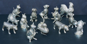 Lot 205 - Group lot of Eastern White Metal animal figures in Kangaroo, Dog, Pig,