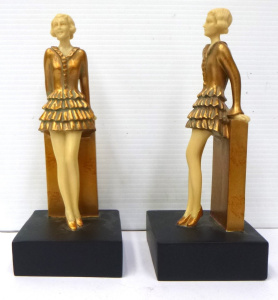 Lot 221 - Pair of Josef Lorenzl Art Deco Style Resin Bookends featuring an eleg