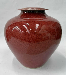 Lot 229 - Large Chris Sanders Australian Pottery Coral stoneware lidded Jar - ap