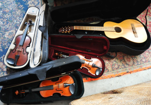 Lot of Cased Violins & Guitar incl 3 x Violins & A Classical Guitar