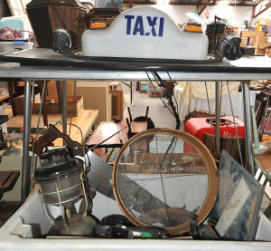 Lot of Vintage Tools & 2 x Light Up Taxi Roof Signs w Tools including Saws,