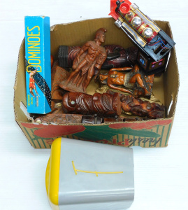 Lot 15 - Mixed Box Lot of Pacific Island Souvenirs, Battery Powered Train, Retro