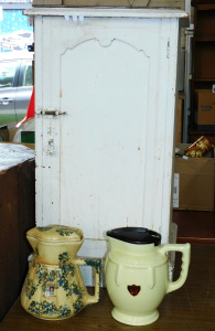 Lot 53 - Victorain White Painted Pot Cupboard and 2 Vintage Electric Kettles