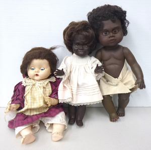 Lot 55 - 3 x Vintage 1940s to 50s Dolls inc 2 x Japanese made Celluloid toddler