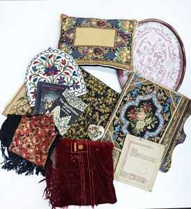 Lot 63 - Box lot of Vintage and more Modern items inc, Victorian needlepoint wit
