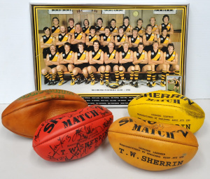 Lot 64 - Group of Retro AFL Footballs inc one signed by the Melbourne Team c1990